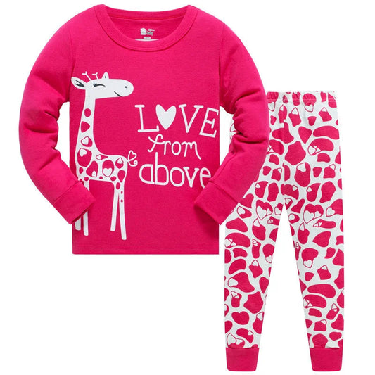 Jumping Meters 3-8T Flamingo Print Autumn Winter Girls Sleepwear Fashion Children's Home Clothes Kids Pyjamas Costume Good Vibrations