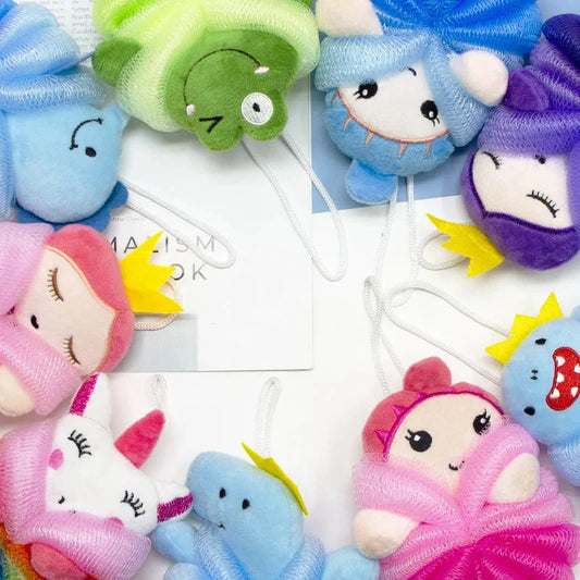 Baby bath flower ball, cute cartoon mermaid for children, soft and non scattering bath ball, bubble net Good Vibrations