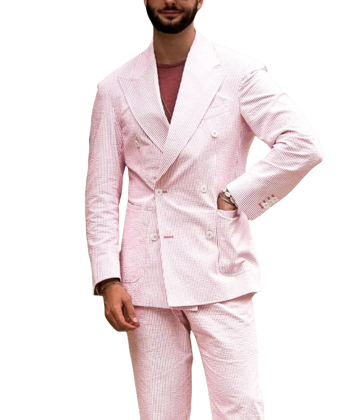 Men's Striped Suit Two Piece Suit Elegant Fashion Suit Business Casual Work Wear Party Dress Men's Commuter Wear Men's Clothing Good Vibrations