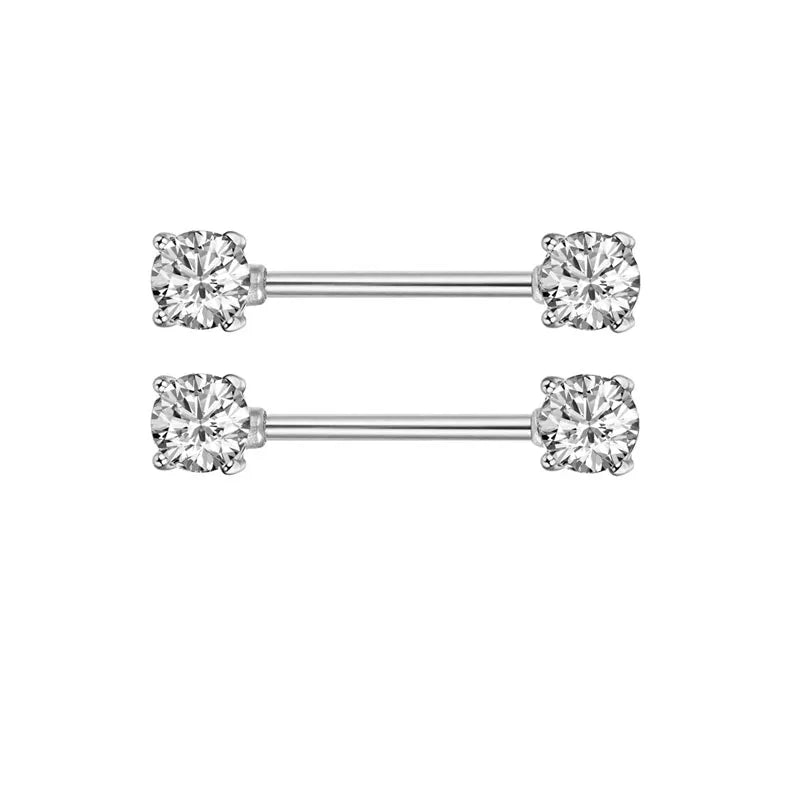 2pcs Stainless Steel Shield Bar Barbell Nipple Piercing Jewelry for Women Both Sides Screwed Sun Moon Flower Star Nipple Rings Good Vibrations Adult Super Store