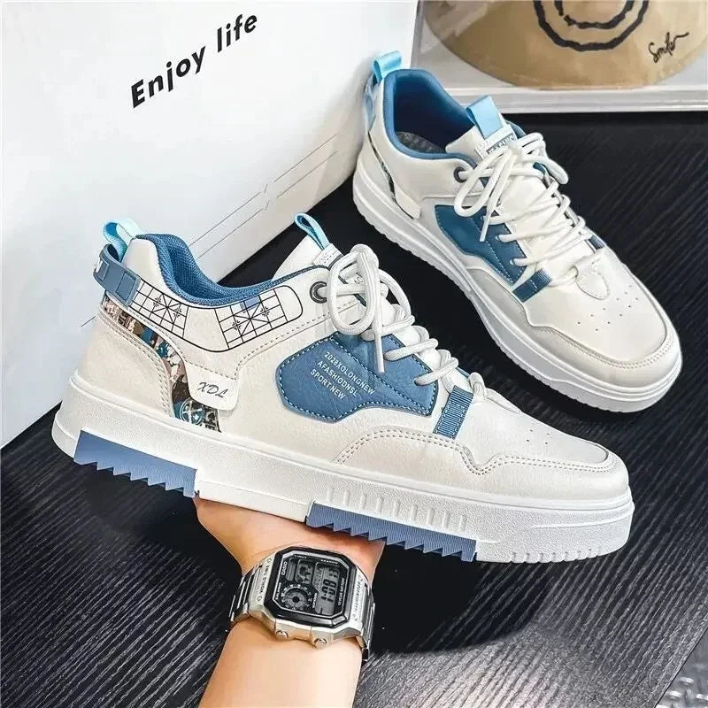2025 Fashion Men Casual Platform Sneakes LaceUp Trainers Student Sneakes Mens Vulcanized Shoes Tennis Sneakers Good Vibrations
