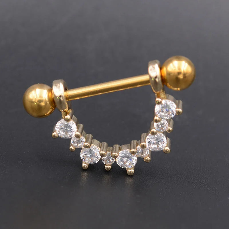1pc Austrian Import Crystal Golden Ball Nipple Piercing Mamilo, Sexy Nipple Ring Body Jewelry Unique Nipple Rings Jewelry Good Vibrations Adult Super Store