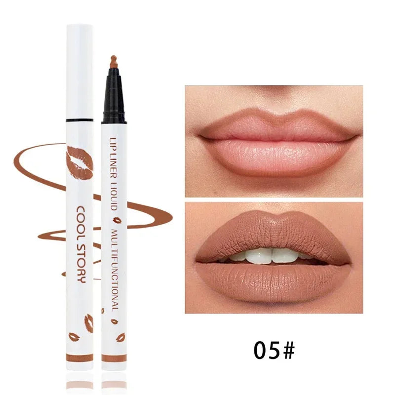 Matte Soft Lip Liner Liquid Lipliner Pencil Long Lasting Lips Cosmetic Tool Stick Quick Drying Smudge Proof Natural Lipstick Pen Good Vibrations