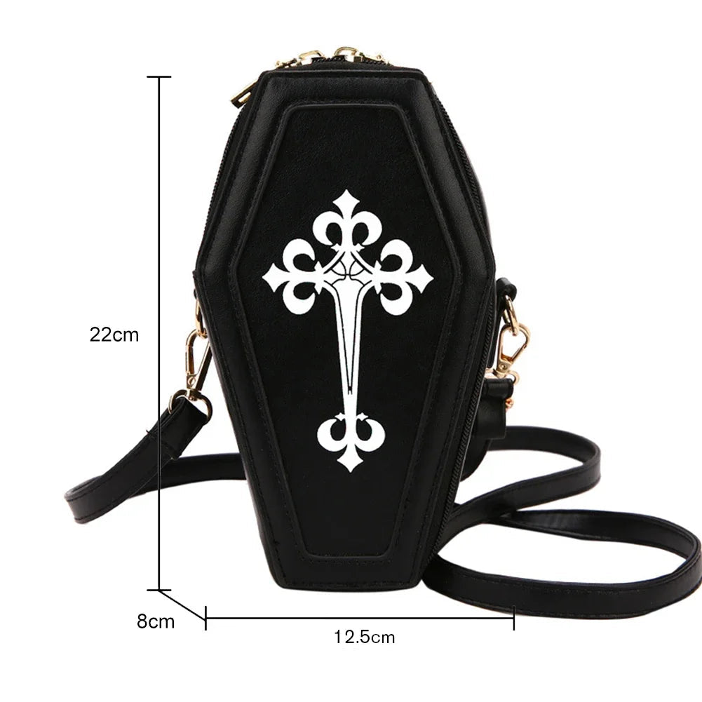 Women Fashion Shoulder Bag Large Capacity Coffin Shaped Casual Satchel Bag Adjustable Strap Spider Web PU Leather Chic Hobo Bag Good Vibrations