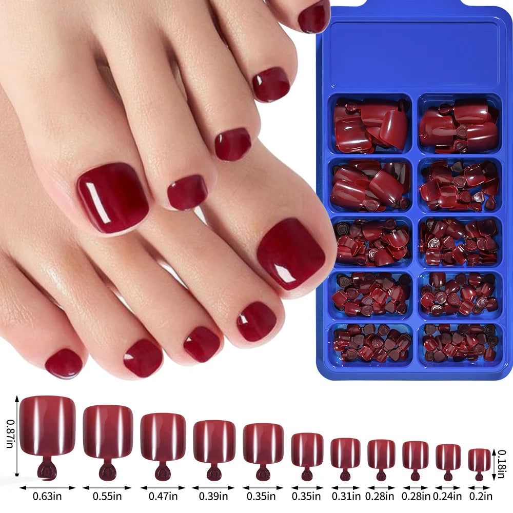 100pcs Fake Toenail Natural White Press On Toe Foot Full Cover Square Nails Art Tips Artificial Acrylic False Nail Manicure Tool Good Vibrations