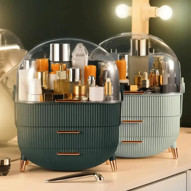 Makeup Organizer with 2 Drawers and Brush Storage Box, Cosmetic Display Case for Vanity and Bathroom Countertop Storag Good Vibrations