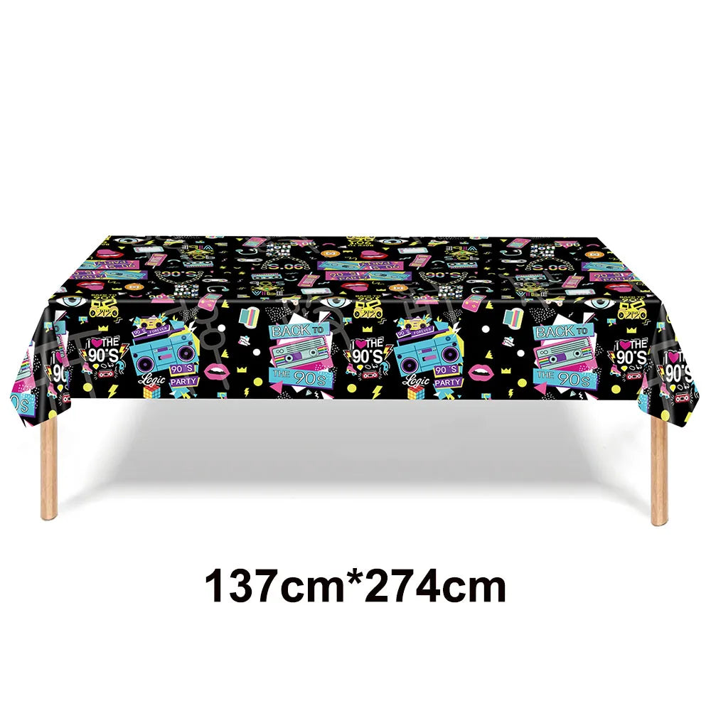 80s Party Table Covers Disposable Plastic Tablecloths Back to The 80s Party Supplies Decorations 80's Theme Disposable Tableware Good Vibrations
