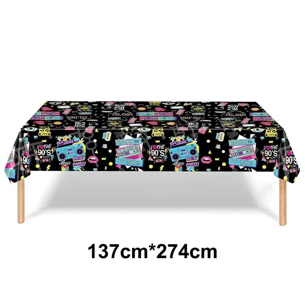 80s Party Table Covers Disposable Plastic Tablecloths Back to The 80s Party Supplies Decorations 80's Theme Disposable Tableware Good Vibrations