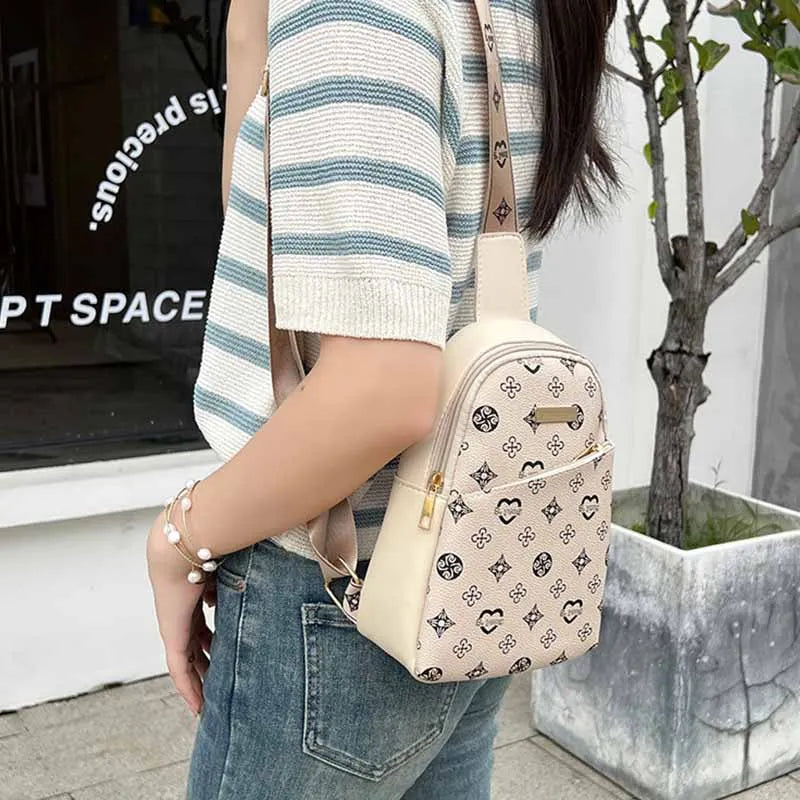 New Women's Crossbody Chest Bag 2025 ladeis Printed Fashionable Men's Chest Bag Stylish Shoulder Bag for Outdoor Activities Good Vibrations
