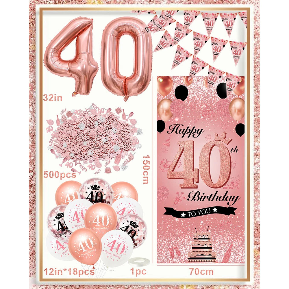 30th 40th 50th Birthday Decorations Women 30th Birthday Balloon Rose Gold Happy Birthday Banner 40th Happy Birthday Balloon Good Vibrations