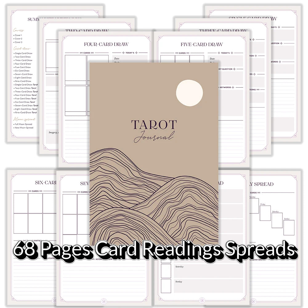 Tarot Journal 68 Pages Card Readings Spreads Major Arcana Cards Study Sheet Tarot Reading Mental Healing Decision-Making Astrolo Good Vibrations