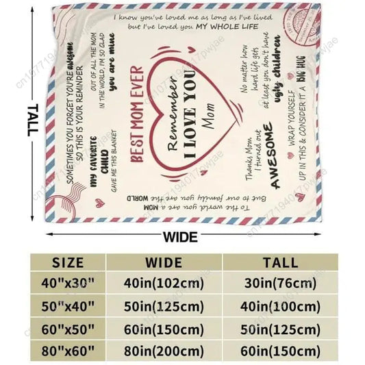 Letter To Mom Pattern Blanket Mother Gift Soft Comfortable Warm Throw Air-conditioned Room Nap Blanket for Home Custom blankets Good Vibrations