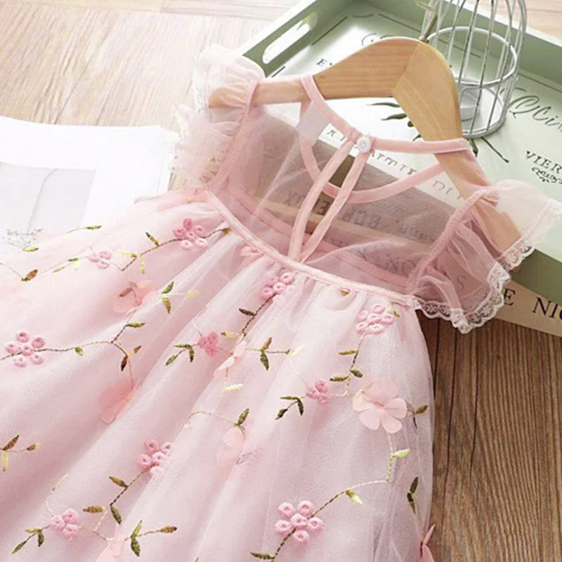 Summer New Floral Baby Girl Princess Dress, Wedding Party Children'S Clothing Good Vibrations