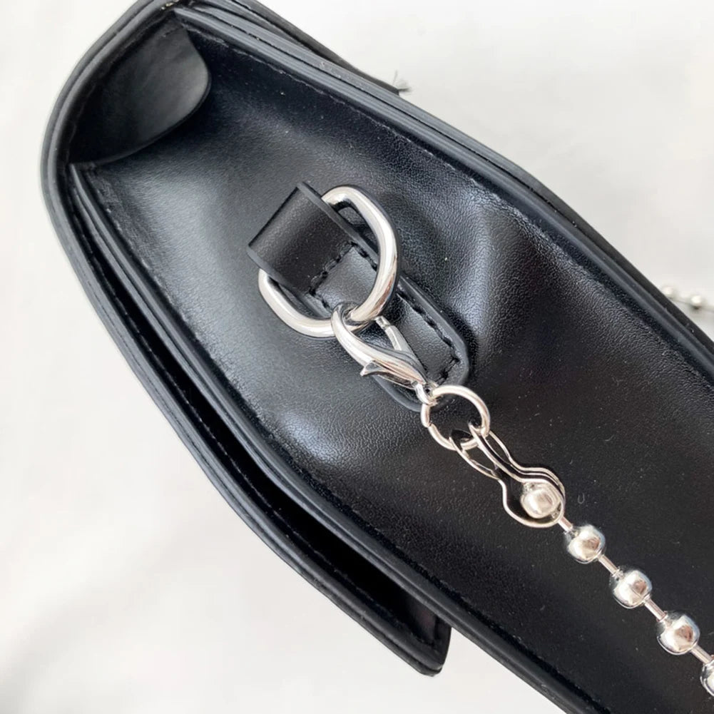 Women Gothic Crossbody Bag Versatile Gothic Crossbody Pouch Zipper Casual Satchel Bag PU Leather Novelty Halloween Cellphone Bag Good Vibrations