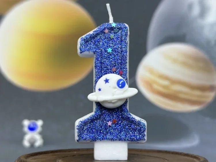 Number Birthday Candles Cake Party Decoration Birthday Candles Planet Universe Blue Boys and Girls Number0-9 Star Blue Party
