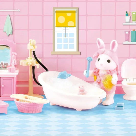 New Forest Family Microfilm Furniture Bathroon Kitchens Dining Bed Wardrobe Model Play House 1/12 Doll house Toys Birthday Gifts Good Vibrations