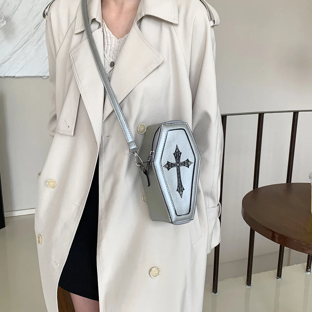 New Coffin Shape Purses Shoulder Bag 2023 Halloween Handbag Crossbody Bag Coffin Purses Women Gothic Women Bag Good Vibrations
