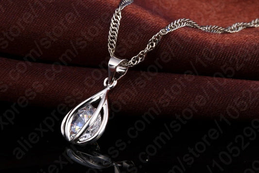 Fashion Popular Jewelry Set For Women Shiny Crystal Stone 925 Sterling Silver Pendant Necklace Hoop Earring Party Gift Good Vibrations Adult Super Store
