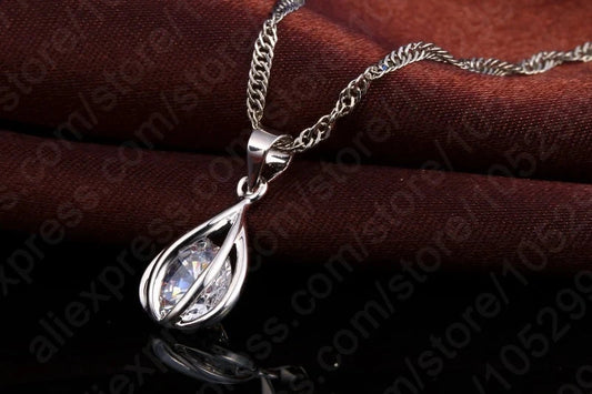 Fashion Popular Jewelry Set For Women Shiny Crystal Stone 925 Sterling Silver Pendant Necklace Hoop Earring Party Gift Good Vibrations Adult Super Store
