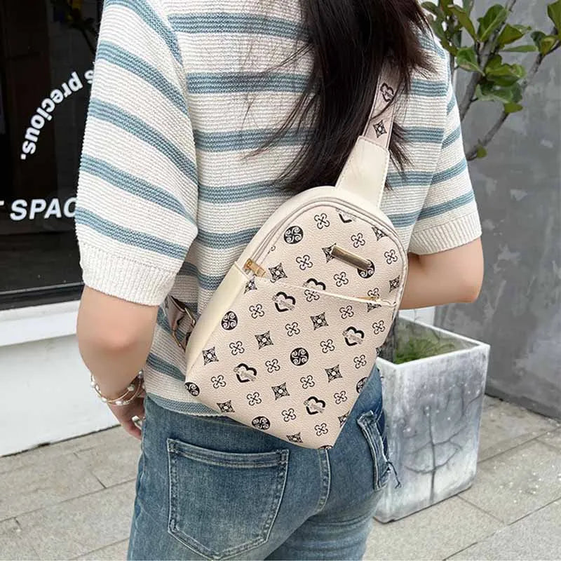 New Women's Crossbody Chest Bag 2025 ladeis Printed Fashionable Men's Chest Bag Stylish Shoulder Bag for Outdoor Activities Good Vibrations