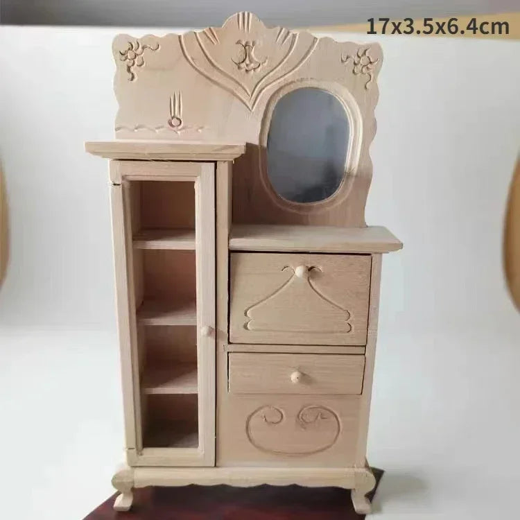 1:12  Miniature Dollhouse Furniture Model Play House Toy Cabinet Wooden Clamshell Desk New Diy Miniature Dollhouse Accessories Good Vibrations
