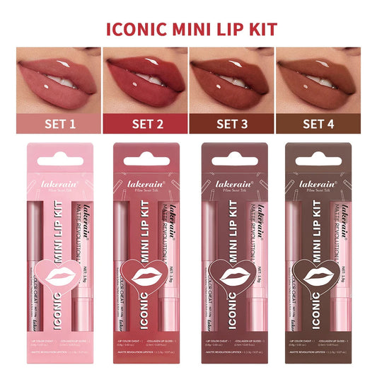 Lip Combo Matte Lipstick + Lip Liner Pen Lip Gloss Set Hydrating Matte Waterproof Long Lasting Lip lipstick set Lip Makeup Set Good Vibrations