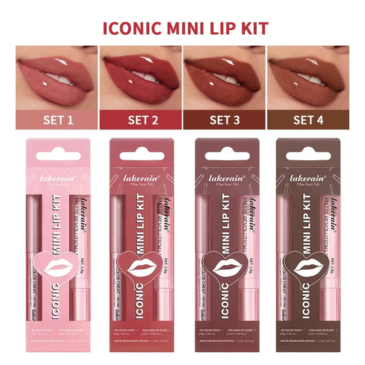Lip Combo Matte Lipstick + Lip Liner Pen Lip Gloss Set Hydrating Matte Waterproof Long Lasting Lip lipstick set Lip Makeup Set Good Vibrations