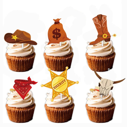 Cowboy Cake Topper Party Decorations Western Theme Birthday Party Cake Decorations Supplies Cowboy Cupcake Toppers Good Vibrations
