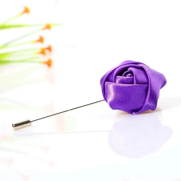 Men Boutonnieres for Wedding Groom Corsage Lapel Pins Ribbon Roses Flower Mensuit Buttonhole Brooch Marriage Accessories Good Vibrations