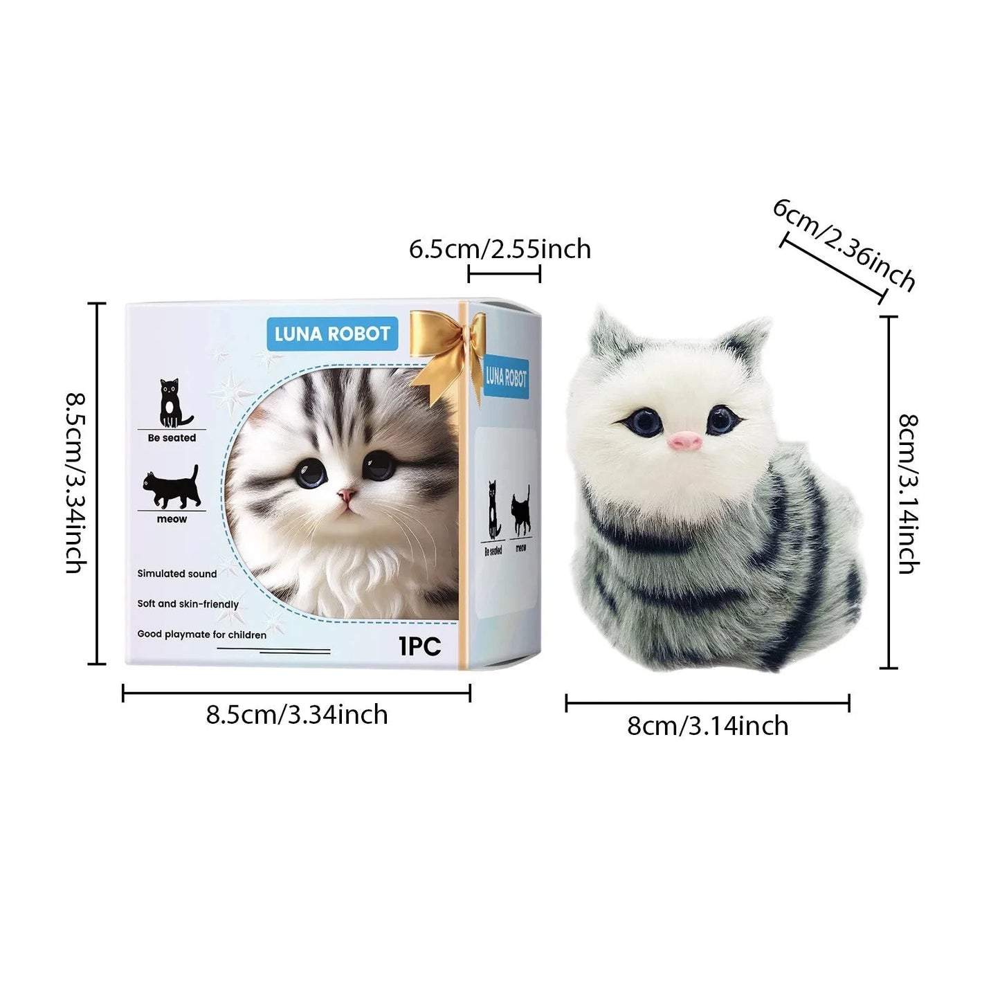 Robot Cat Toys Interactive Cat Meow Toy Funny Interactive Cat Robot Creative Robotic Cat Barking Meow Kitten for Chilren Good Vibrations