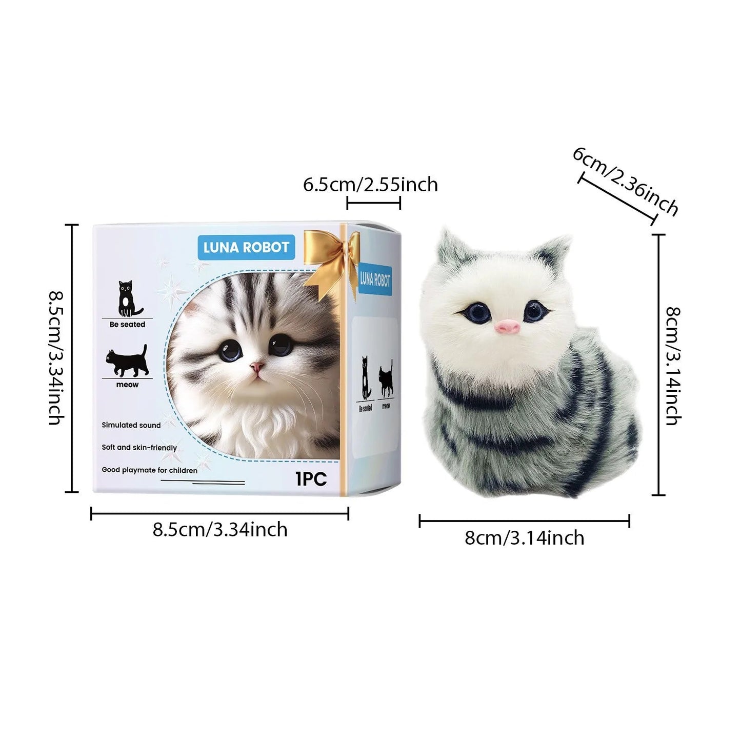 Robot Cat Toys Interactive Cat Meow Toy Funny Interactive Cat Robot Creative Robotic Cat Barking Meow Kitten for Chilren Good Vibrations