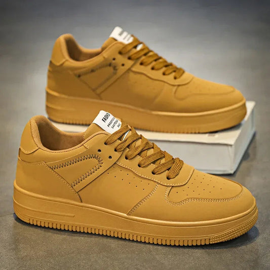 Men's Sneakers Casual Sports Shoes for Men Lightweight PU Leather Breathable Shoe Mens Flat White Tenis Shoes Zapatillas Hombre Good Vibrations