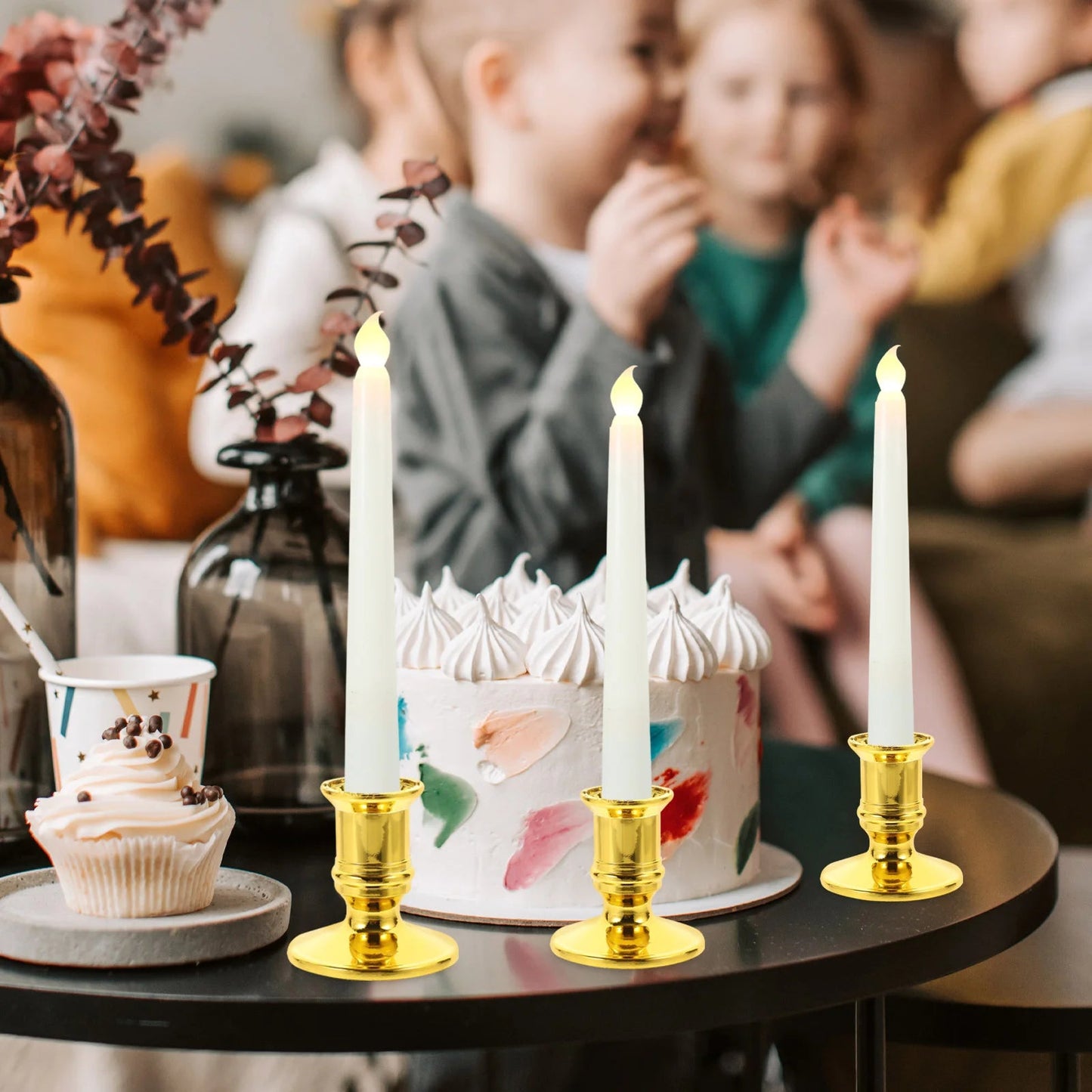 20 PCS Electronic Base Plastic Candlestick Holders Gold Decor Fashion Candleholder Wedding Centerpieces Good Vibrations