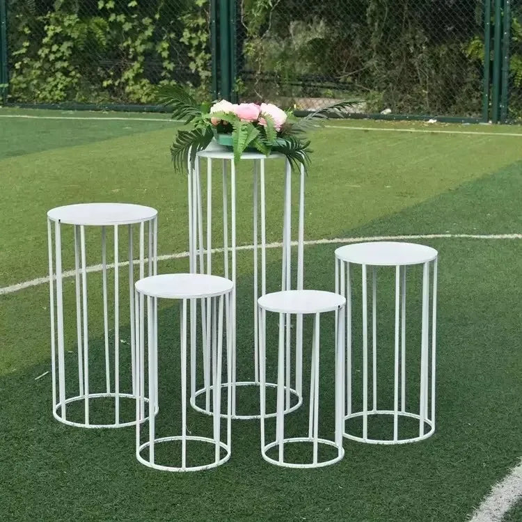 White Cylinders Cake Table Party Wedding Decoration Cylindrical Cloth Cover Stand Dessert Bar Photograph Background Good Vibrations