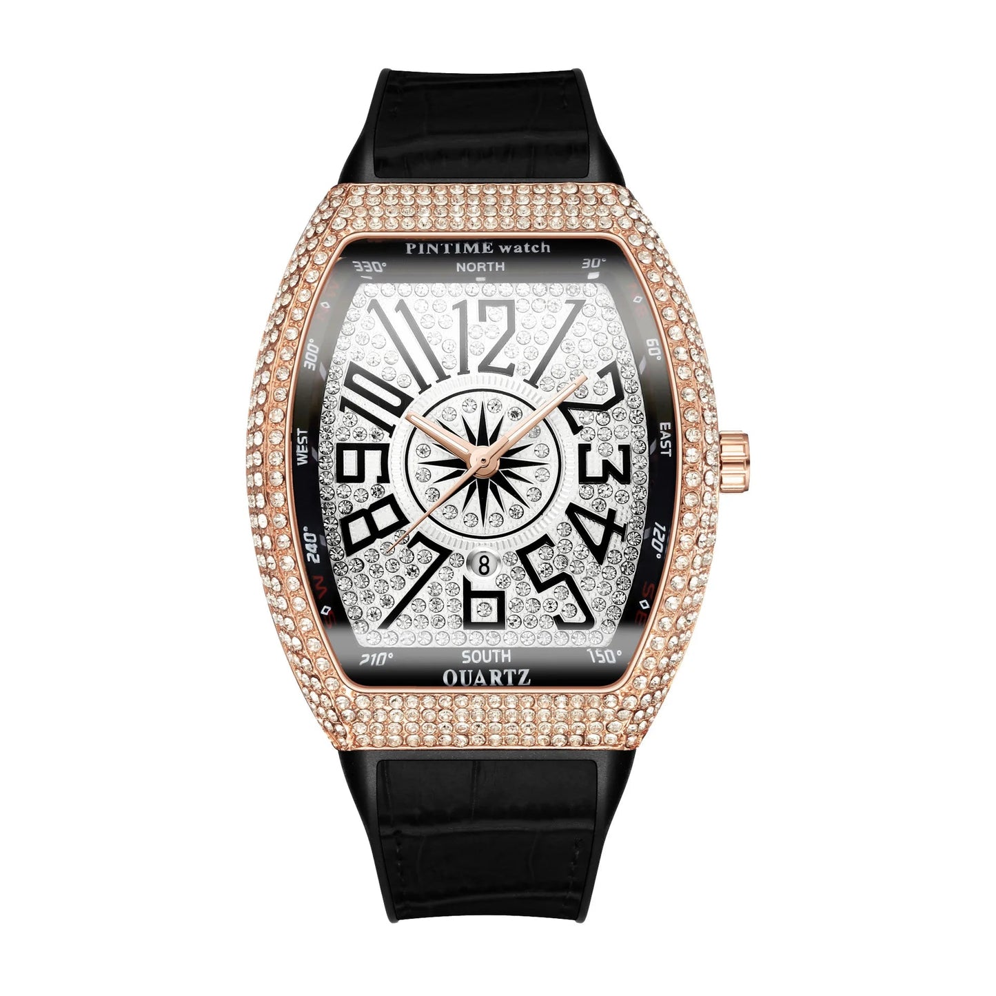Fashion Mens Watches Men Wristwatches Automatic Quartz Man Clock Male Luxury Reloj Diamond Big Large Arabic Numeral Dial Watch Good Vibrations