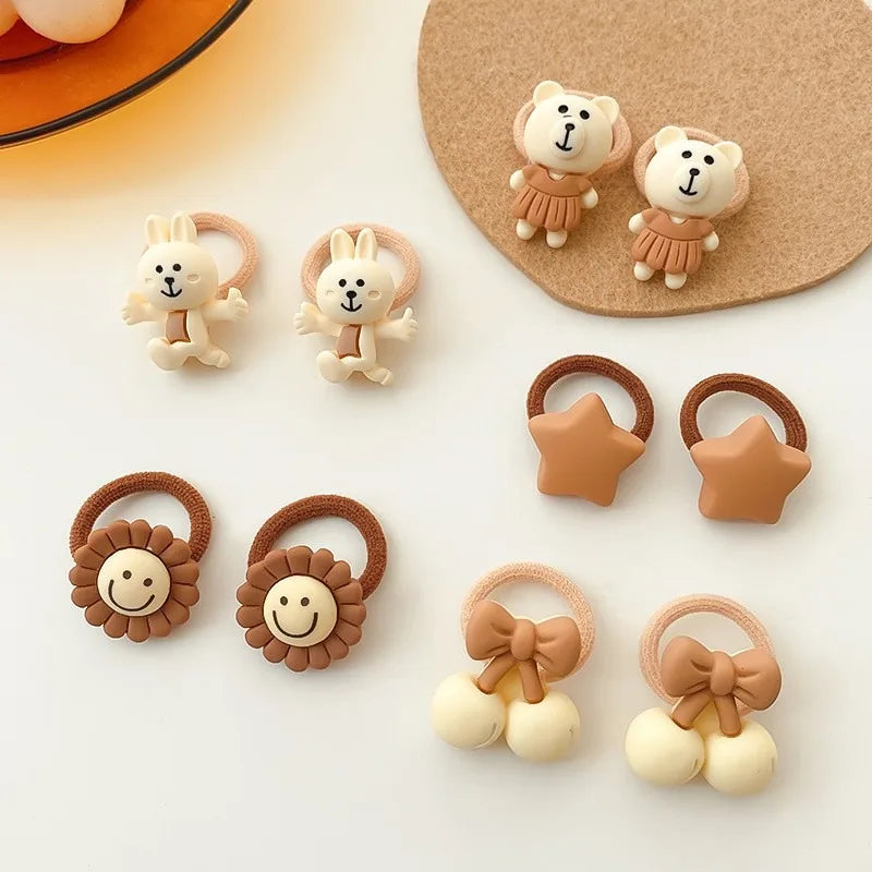 Kawaii Cartoon Baby Small Scrunchies Cute Children Girls Kids Elastic Hair Rubber Bands Accessories Tie Hair Ring Rope Headdress Good Vibrations