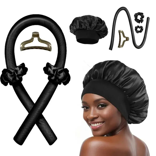 Heatless Curling Rod Night Cap No Heat Ribbon Lazy Hair Curlers Headband Hair Rollers Sleeping Soft Headband Hair Styling Tools Good Vibrations