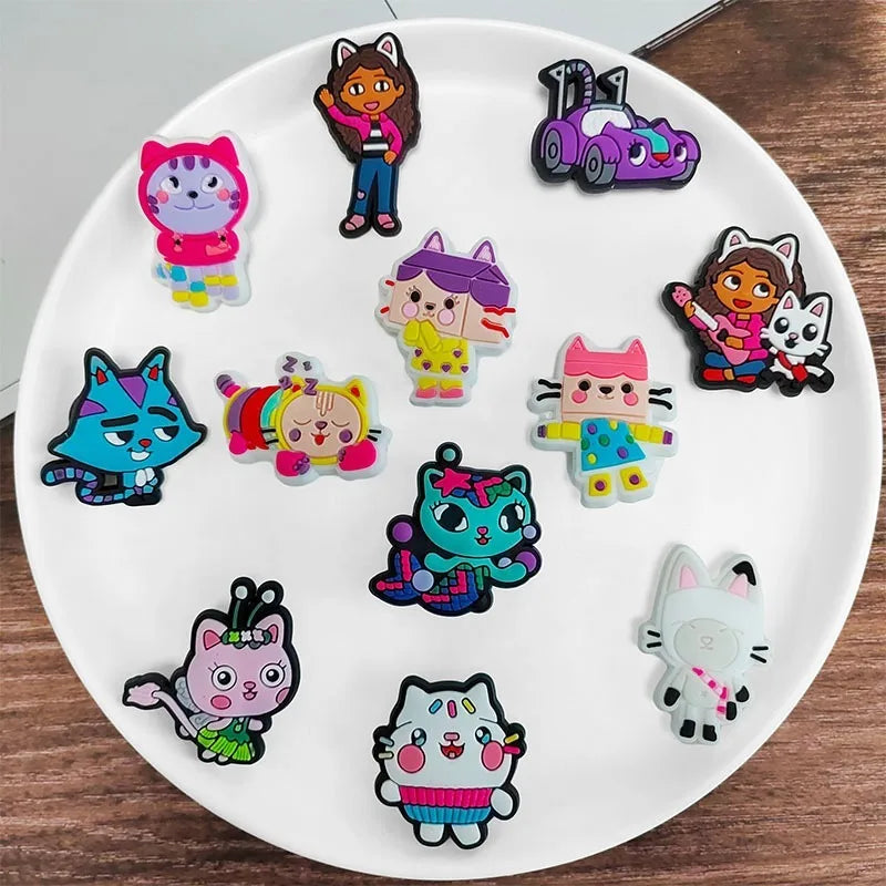 12pcs/set Gabby's Dollhouse Girls Cartoon Shoe Charms DIY Toy for Classic Clog Kids Gift Good Vibrations
