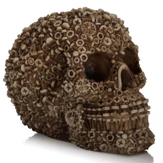 Resin Screw Gear Mechanical Style Skull Decorative Crafts Ornament Home Decor Statue Halloween Decoration Sculpture Skull Statue Good Vibrations