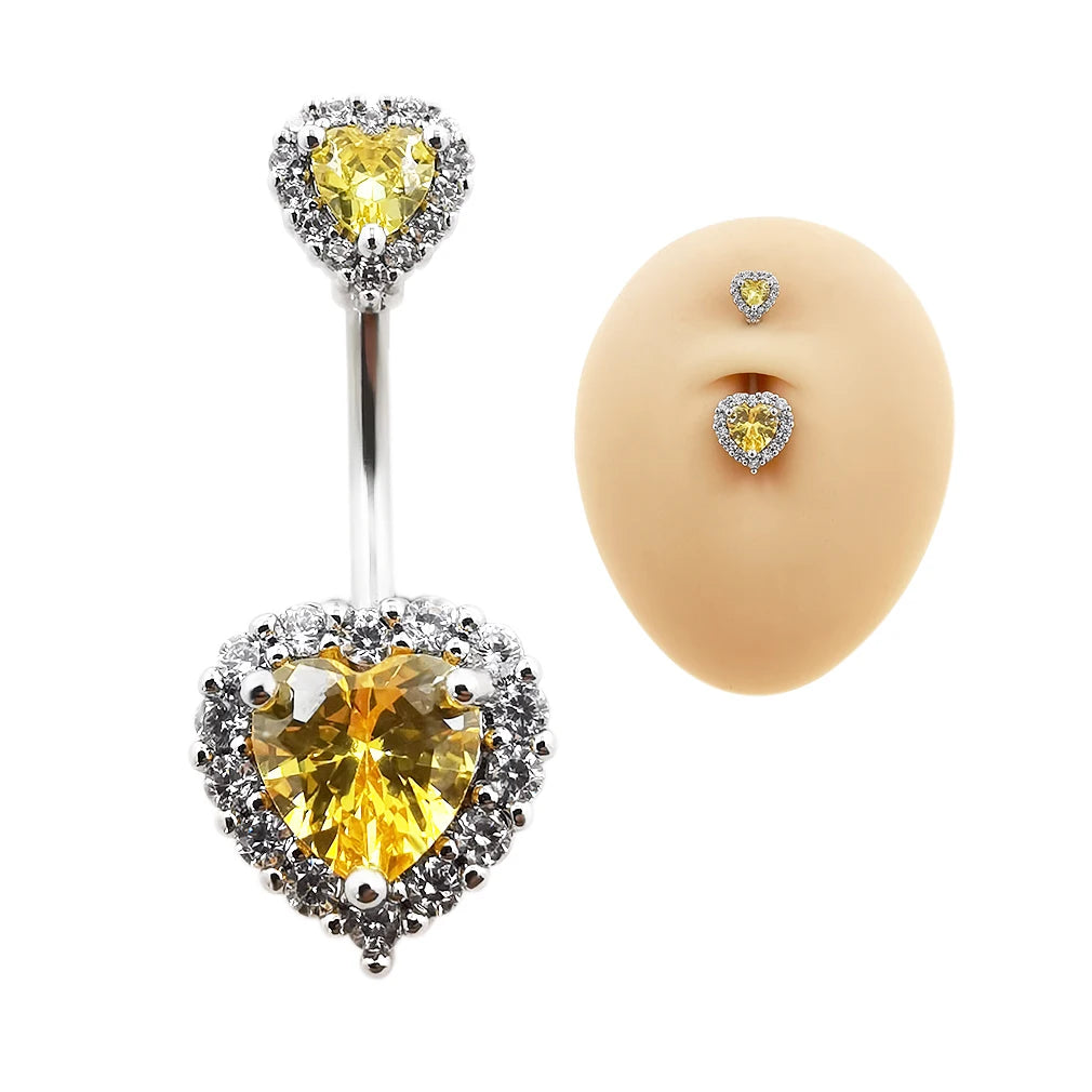 JHJT 14G Heart Belly Button Piercing Navel Ring 316L Surgical Stainless Steel CZ Belly Piercing Ombligo Jewelry for Women Good Vibrations Adult Super Store