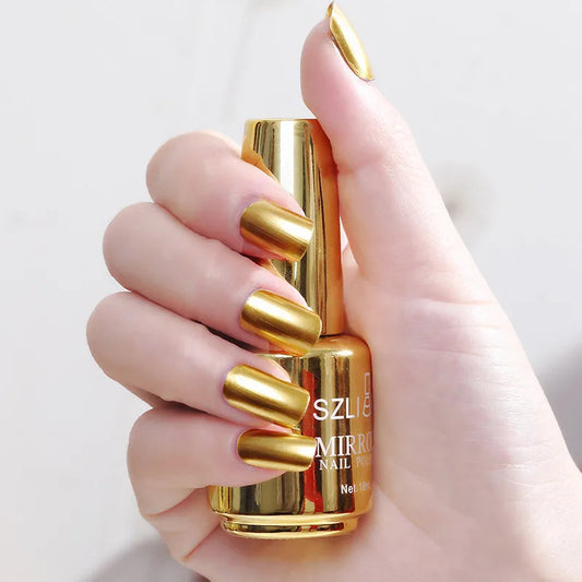Mirror Effect Metallic Nail Polish Purple Rose Gold Silver Nail Art Polish for Nails Manicure Lacquer Decoration Good Vibrations