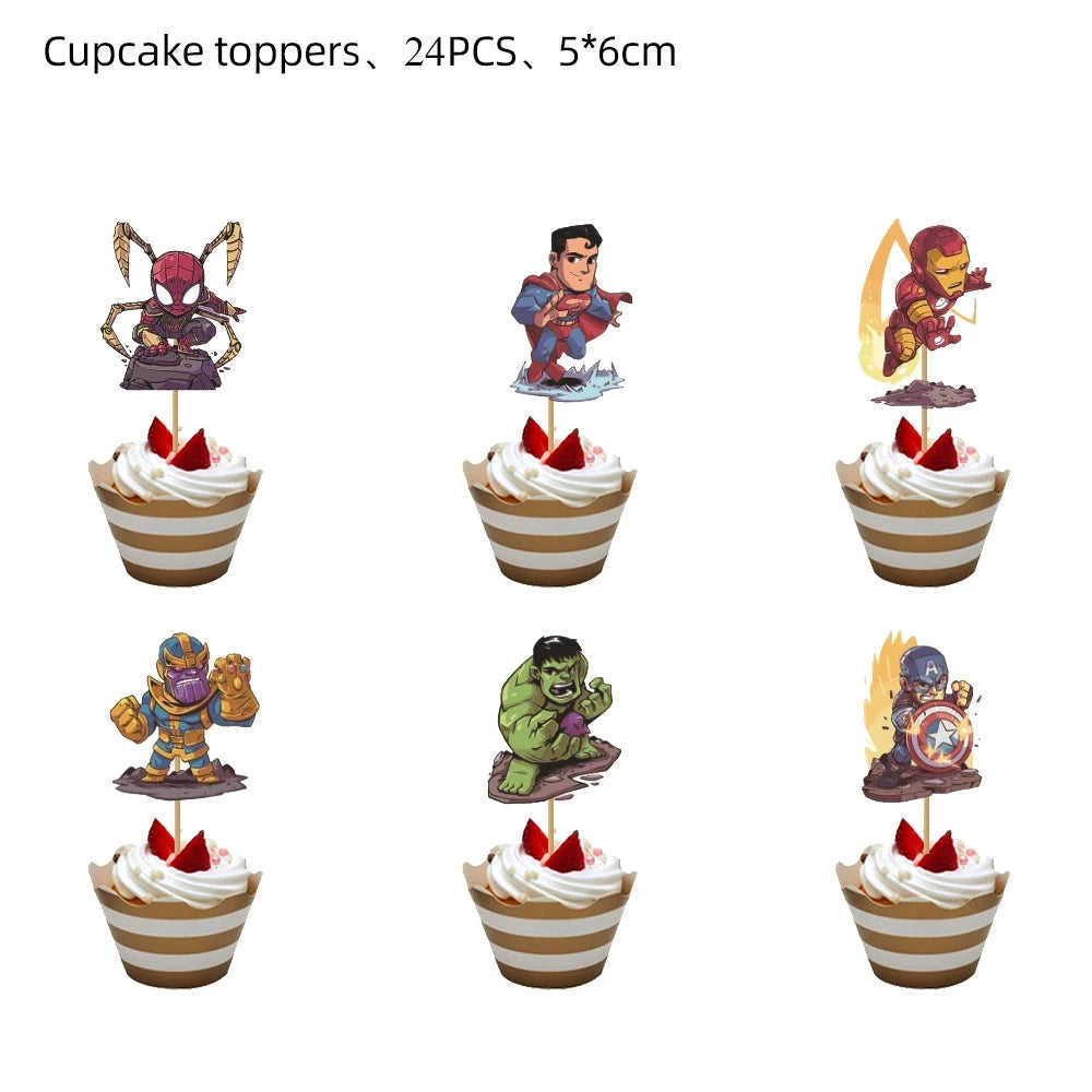New Avengers Cake Decoration Cake Toppers Birthday Party Supplies Baby Shower Superhero Kids Boys Girls Cup Favors Decoration Good Vibrations