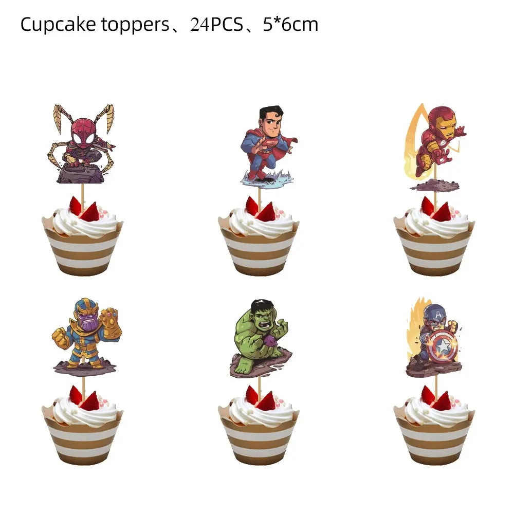 New Avengers Cake Decoration Cake Toppers Birthday Party Supplies Baby Shower Superhero Kids Boys Girls Cup Favors Decoration Good Vibrations