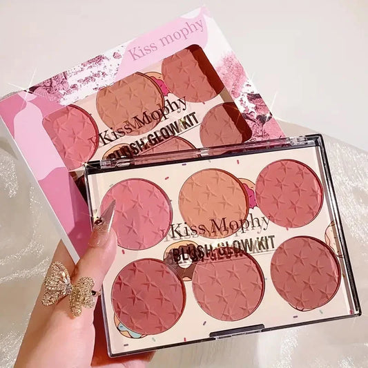 6-color blush palette, matte effect, natural long-lasting, high pigment, daily multi-color makeup set Good Vibrations