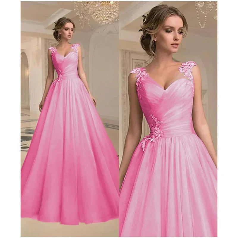 Spring Summer New Style Women's Dress V-Neck Fashion Mesh Sleeveless Long Gown Full-Length Skirt High Collar Empire Waist Good Vibrations