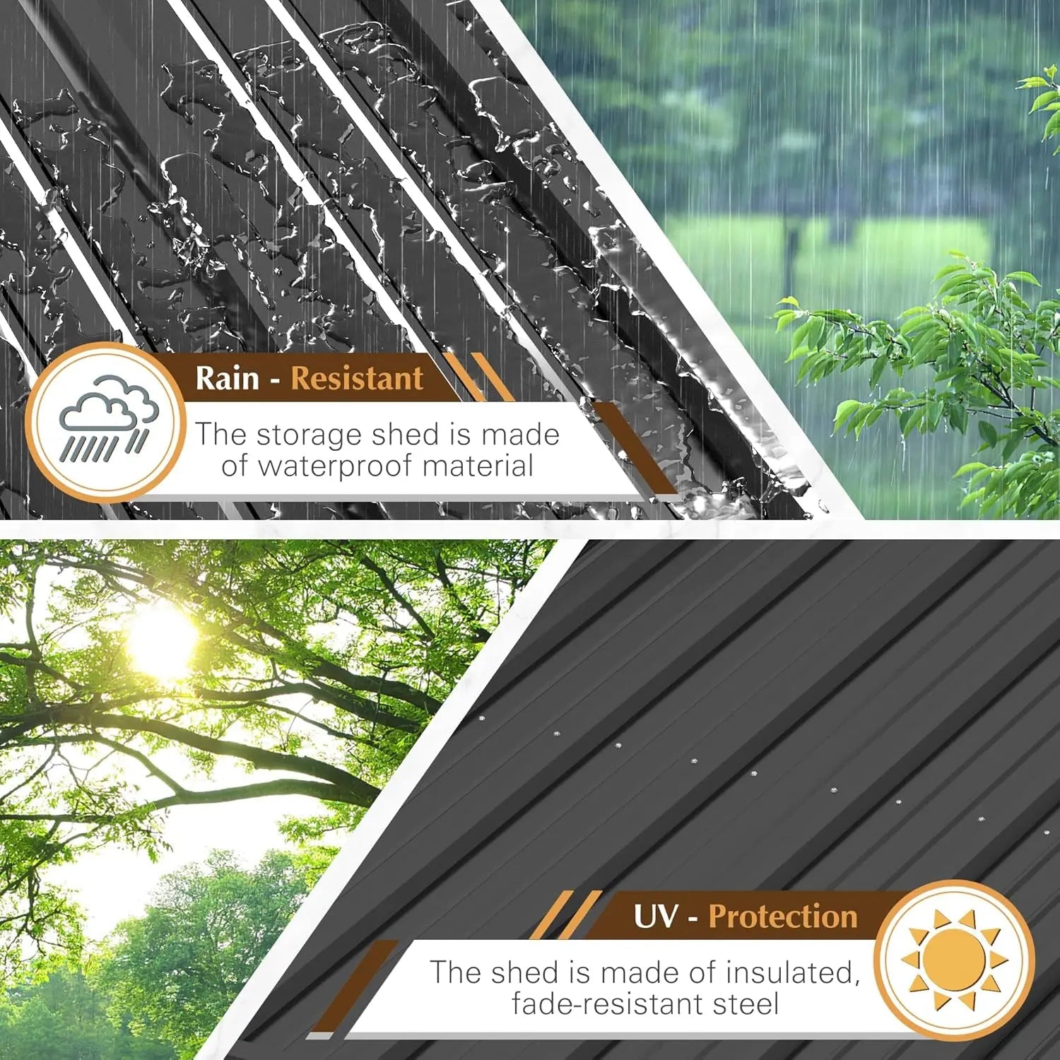 10x8 Foot Outdoor Metal Storage Shed with Lockable Door - Waterproof Garden Shed for Backyard and Patio Tools Good Vibrations