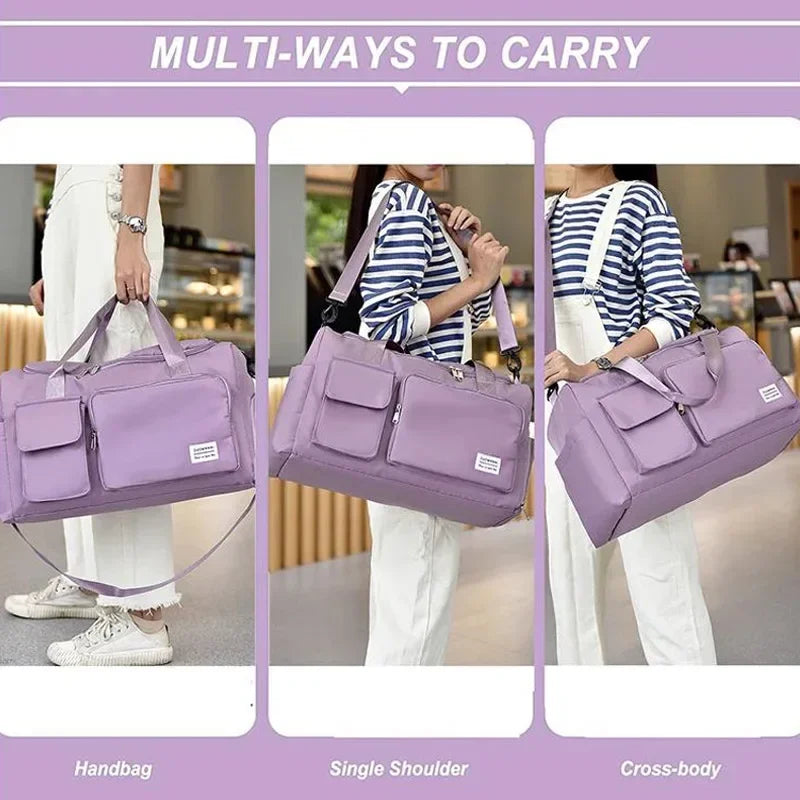 Travel Bag Large Capacity Weekender Carry On Duffle Bags with Shoe Compartment Sports Fitness Bags for Women Shoulder Bag Good Vibrations