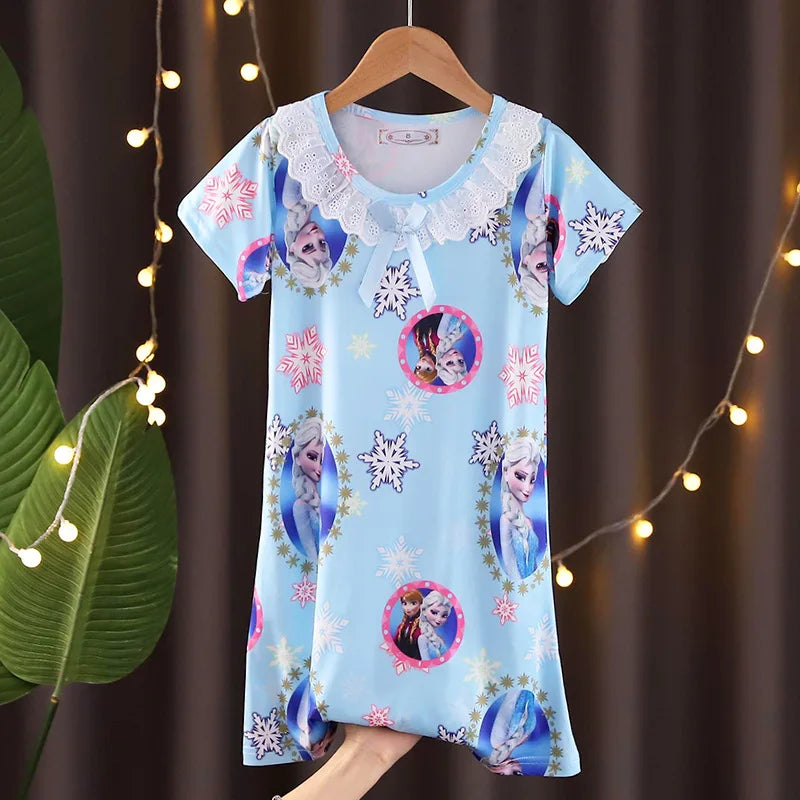 New Baby Girl Kuromi Nightgown Summer Children Short SLeeve Cartoon Nightdress Girls Clothing Children's Pajamas Dress 3-12T Good Vibrations
