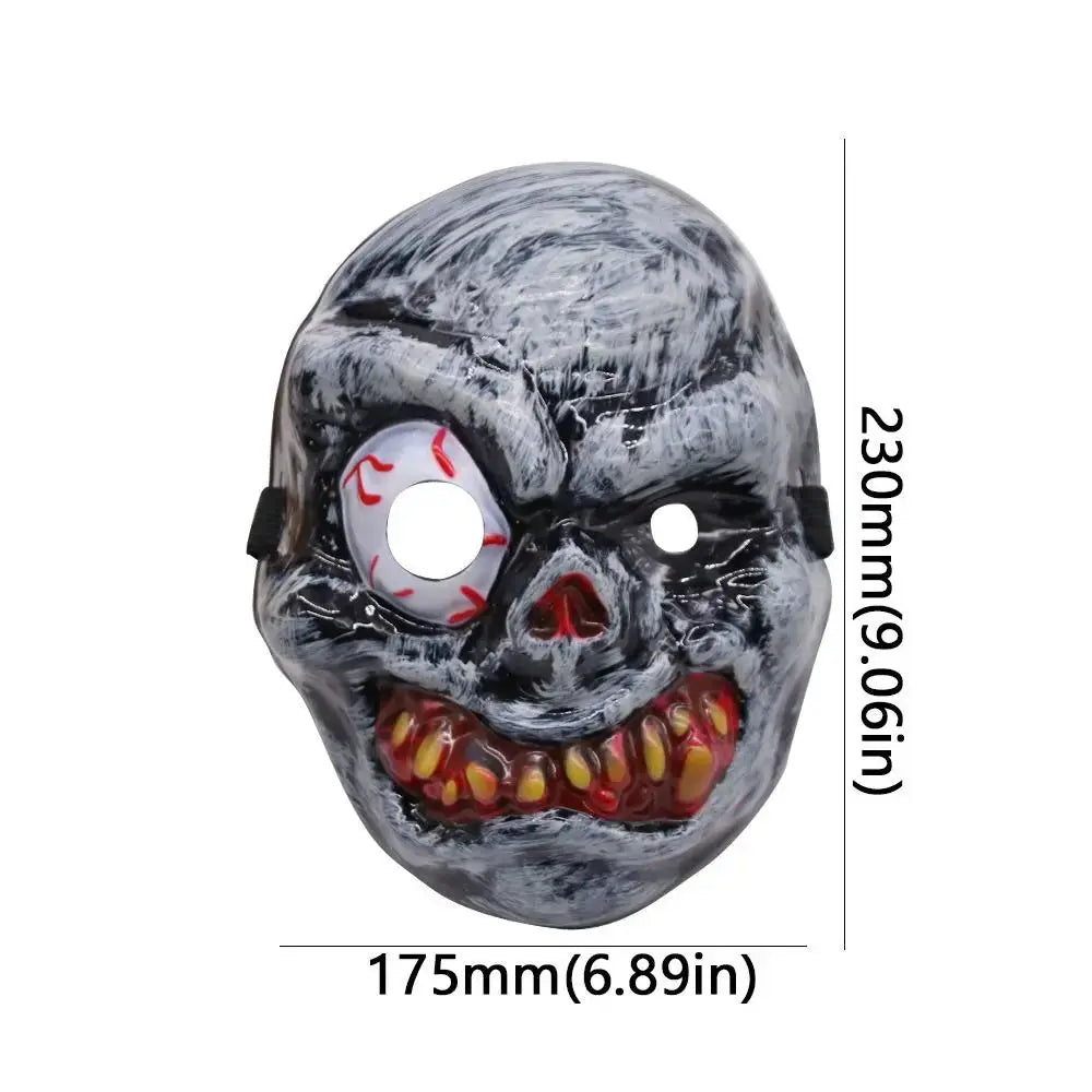 Full Face Halloween Ghost Mask One Eyed Scary Props Scary Ghost Head Cover PVC Breathable Ghost Headgear Cosplay Event Good Vibrations