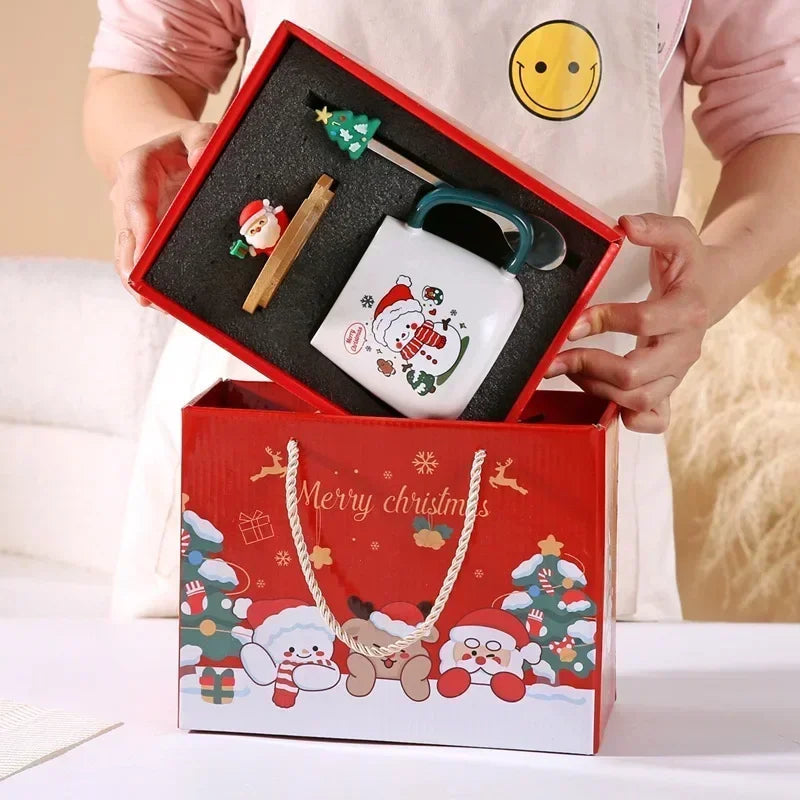 Christmas gift Ceramic mug gift box ceramic mug mug with lid with spoon Mug set cup cup Coffee cup Christmas cup Good Vibrations